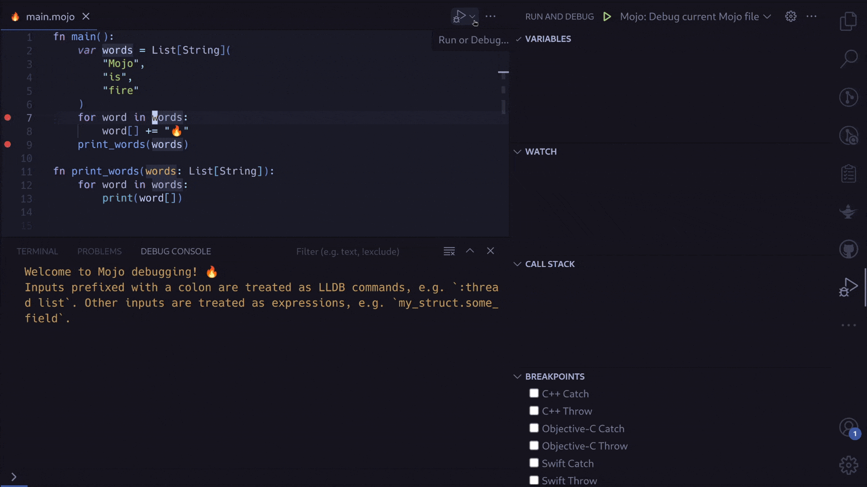 mojo programming code