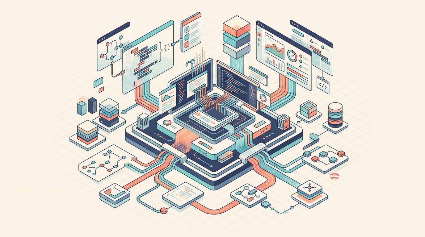 Ilustrasi sistem agentic engineering Gemini 4 Carbon yang menghubungkan berbagai modul software.